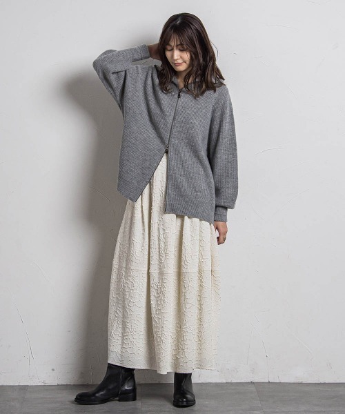 【セール】【カタログ掲載】カシミヤブレンドダブルジップニットブルゾン≪手洗い可能≫（ニット/セーター）｜MAYSON GREY（メイソングレイ）