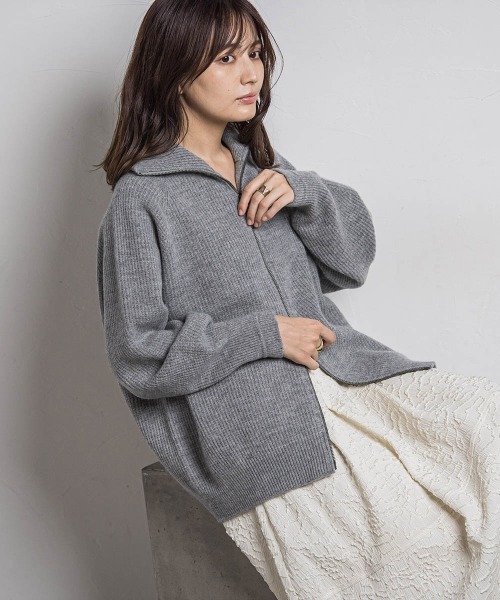 【セール】【カタログ掲載】カシミヤブレンドダブルジップニットブルゾン≪手洗い可能≫（ニット/セーター）｜MAYSON GREY（メイソングレイ）
