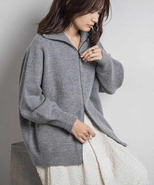 【セール】【カタログ掲載】カシミヤブレンドダブルジップニットブルゾン≪手洗い可能≫（ニット/セーター）｜MAYSON GREY（メイソングレイ）