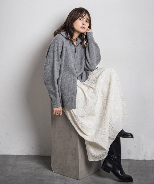 【セール】【カタログ掲載】カシミヤブレンドダブルジップニットブルゾン≪手洗い可能≫（ニット/セーター）｜MAYSON GREY（メイソングレイ）