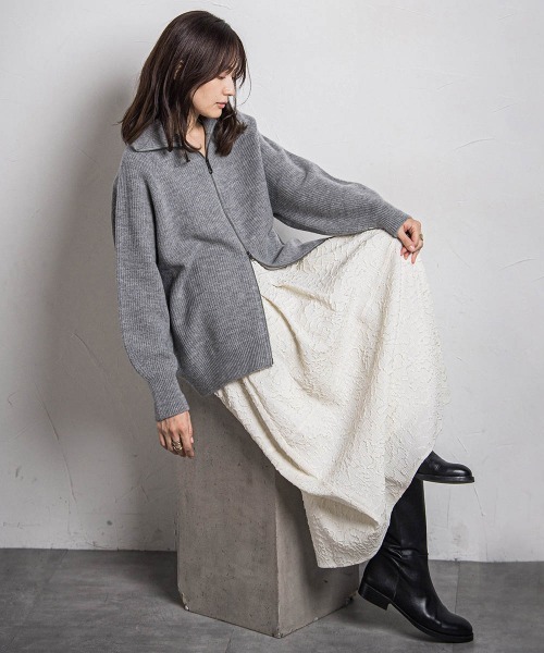 【セール】【カタログ掲載】カシミヤブレンドダブルジップニットブルゾン≪手洗い可能≫（ニット/セーター）｜MAYSON GREY（メイソングレイ）