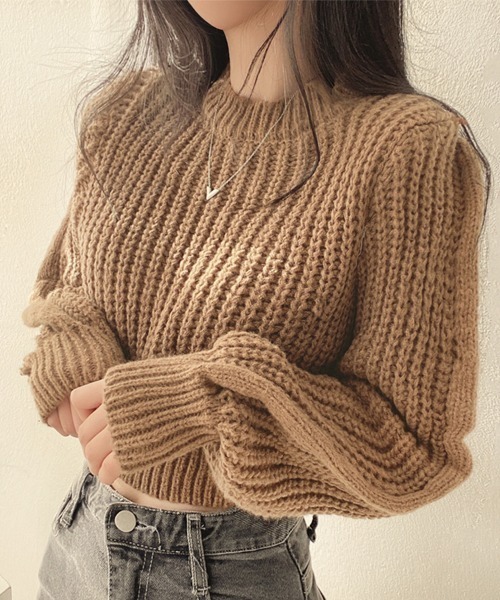 セール】クロップド丈ルーズニットトップス（ニット/セーター