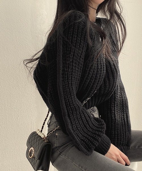 セール】クロップド丈ルーズニットトップス（ニット/セーター