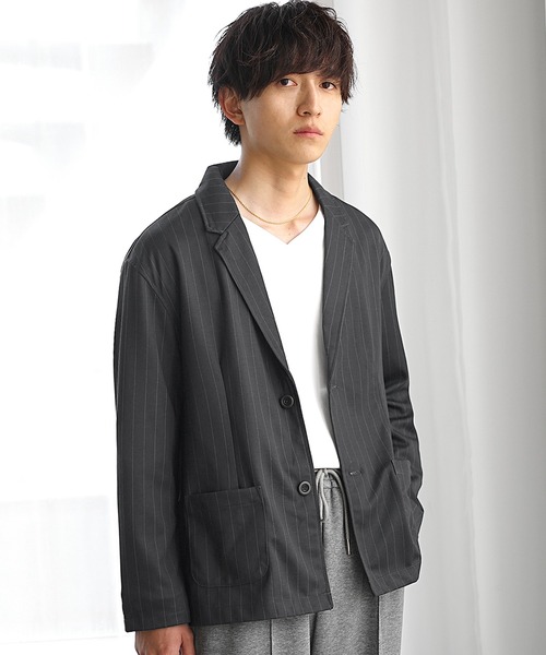 MinoriTY（マイノリティ）の「【MinoriTY】T/PUテーラードジャケット メンズ 春服（テーラードジャケット・メンズ・チェック/ラベンダー/ストライプ/ブラック/グレー・M/S/L）」の4枚目の写真