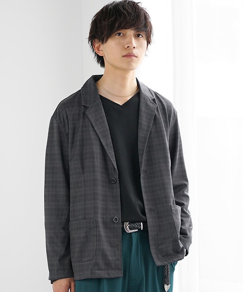 MinoriTY（マイノリティ）の「【MinoriTY】T/PUテーラードジャケット メンズ 春服（テーラードジャケット・メンズ・チェック/ラベンダー/ストライプ/ブラック/グレー・M/S/L）」の5枚目の写真