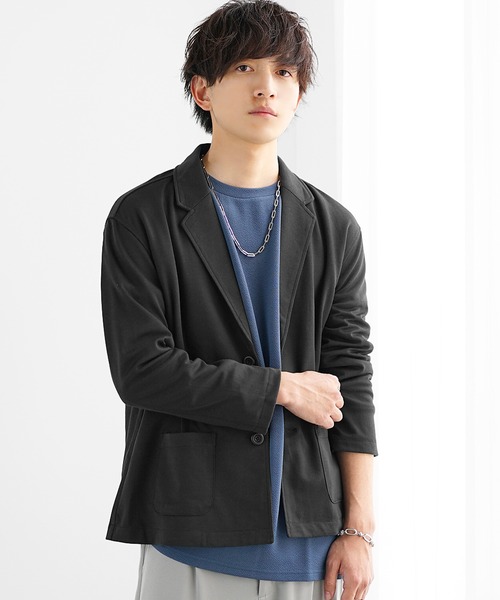 MinoriTY（マイノリティ）の「【MinoriTY】T/PUテーラードジャケット メンズ 春服（テーラードジャケット・メンズ・チェック/ラベンダー/ストライプ/ブラック/グレー・M/S/L）」の2枚目の写真