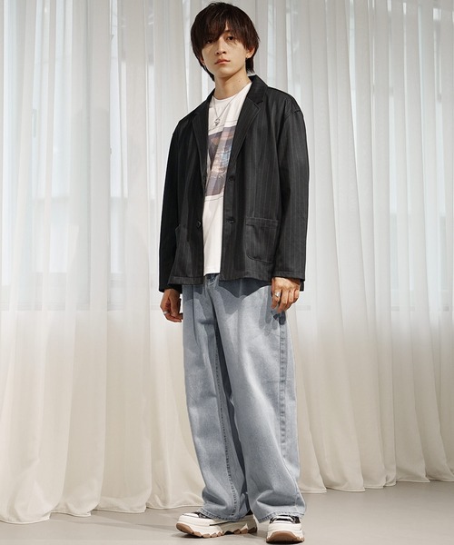 MinoriTY（マイノリティ）の「【MinoriTY】T/PUテーラードジャケット メンズ 春服（テーラードジャケット・メンズ・チェック/ラベンダー/ストライプ/ブラック/グレー・M/S/L）」の7枚目の写真