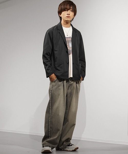 MinoriTY（マイノリティ）の「【MinoriTY】T/PUテーラードジャケット メンズ 春服（テーラードジャケット・メンズ・チェック/ラベンダー/ストライプ/ブラック/グレー・M/S/L）」の9枚目の写真