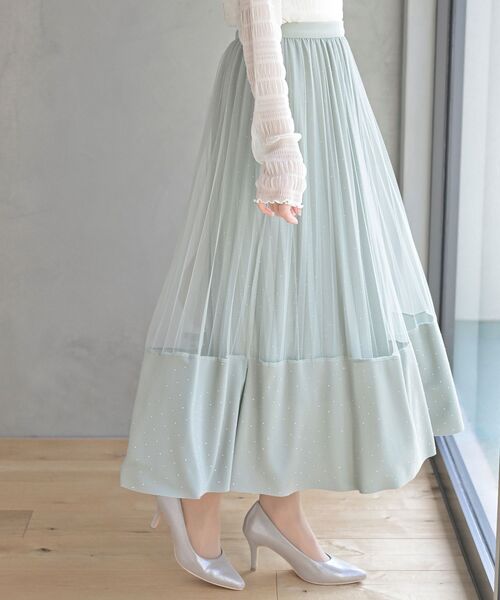 rps（アールピーエス）の「ラインストーンチュールレイヤープリーツ
