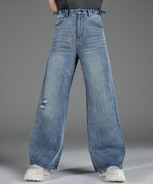 ADRER（アドラー）の「vintage side belt flare denim slacks / ヴィンテージサイドベルトフレアデニムスラックス（デニムパンツ・メンズ・ブルー/ブラック/ブルー系1/ブラック系1/ブルー系2/ブルー系3/グレー・XS/L/M/S）」の6枚目の写真