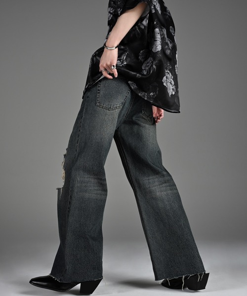 パンツ vintage black flare slacks ADRER ジーンズ vintage side belt flare denim slacks メンズ
