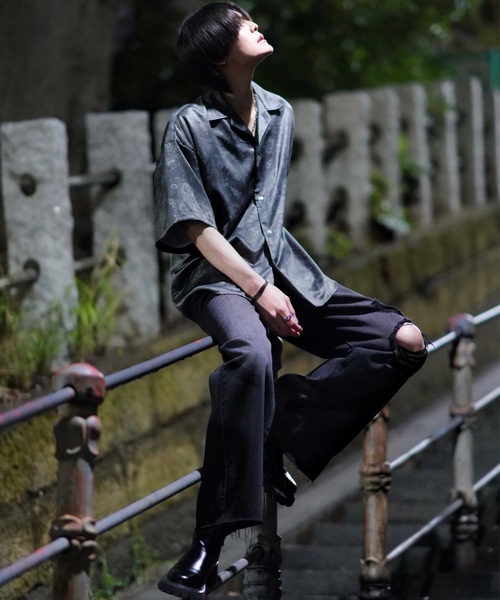 セール】vintage side belt flare denim slacks / ヴィンテージサイド