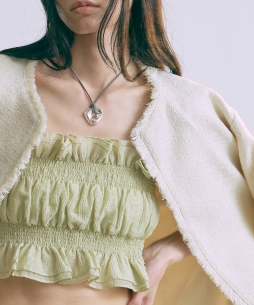 EN NEUME(エンノイム)の「Smocked Bustier(シャツ/ブラウス・レディース・ライトグリーン/オレンジ/ベージュ・FREE)」の19枚目の写真