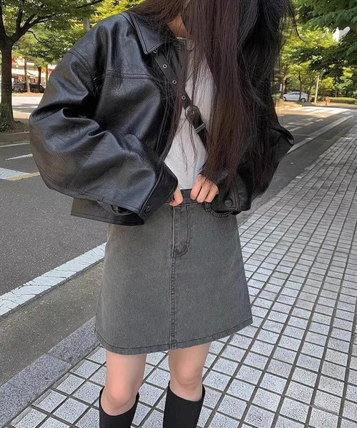 Dita Muaj.(ディータムアージュ)の「ショートレザー ジャケット(ライダースジャケット・レディース・ブラック/テラコッタ・FREE)」の6枚目の写真