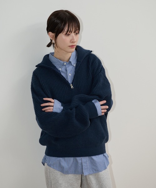 Shelly island（シェリーアイランド）の「ハーフジップニットトップス