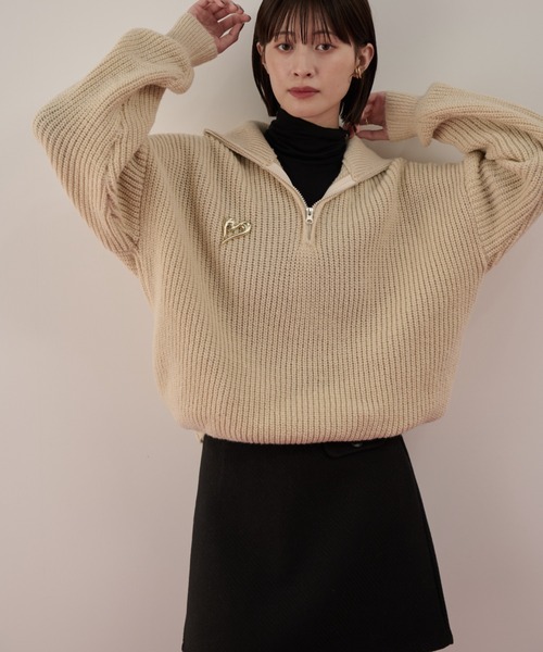 Shelly island（シェリーアイランド）の「ハーフジップニットトップス