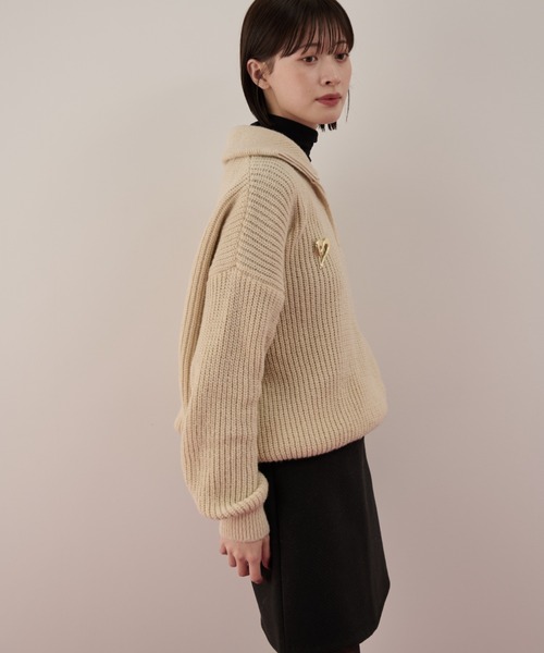 Shelly island（シェリーアイランド）の「ハーフジップニットトップス