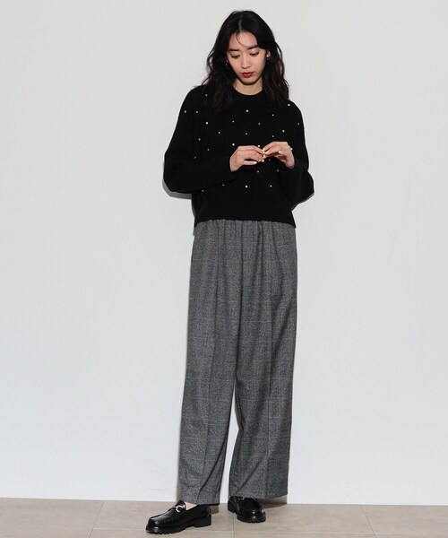 GALLEST(ギャレスト)の「◆イージーストレートワイドパンツ【裏地付き/チェック柄】(その他パンツ・レディース・ライトグレー系1/チャコールグレー・34/36/38/40)」の21枚目の写真