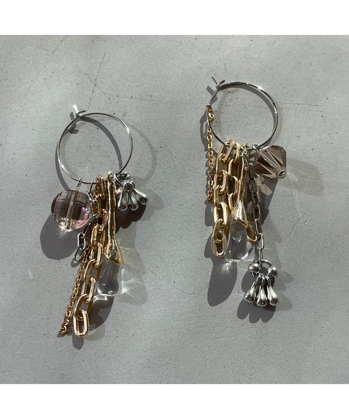 tone(トーン)の「【musk】チェーンミックスのフープピアス(MA)(ピアス(両耳用)・レディース・ゴールド・FREE)」の5枚目の写真