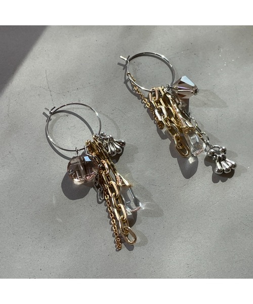 tone(トーン)の「【musk】チェーンミックスのフープピアス(MA)(ピアス(両耳用)・レディース・ゴールド・FREE)」の6枚目の写真