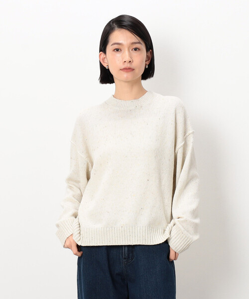 COMME CA ISM（コムサイズム）の「ネップ　クルーネックニット（ニット/セーター・レディース・ネイビー/オフホワイト・FREE）」の3枚目の写真
