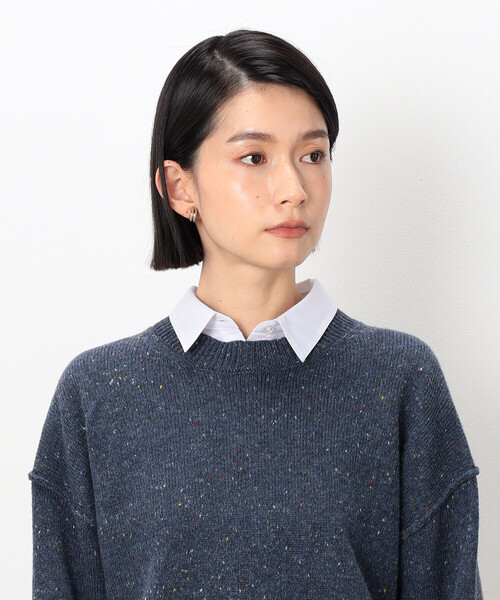 COMME CA ISM（コムサイズム）の「ネップ　クルーネックニット（ニット/セーター・レディース・ネイビー/オフホワイト・FREE）」の11枚目の写真