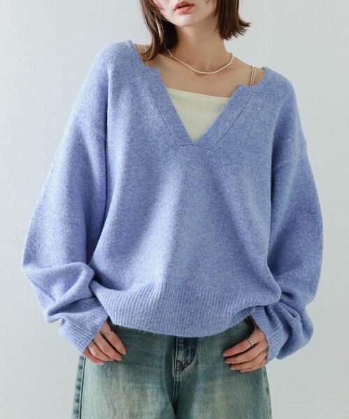 SENSE OF PLACE by URBAN RESEARCH（センスオブプレイスバイアーバンリサーチ）の「キーネックコクーンスリーブセーター（ニット/セーター・レディース・ブラック/ライトブルー/オフホワイト/グレー・ONE）」の4枚目の写真