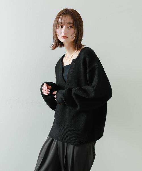 SENSE OF PLACE by URBAN RESEARCH（センスオブプレイスバイアーバンリサーチ）の「キーネックコクーンスリーブセーター（ニット/セーター・レディース・ブラック/ライトブルー/オフホワイト/グレー・ONE）」の13枚目の写真