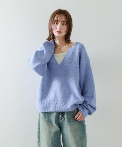 SENSE OF PLACE by URBAN RESEARCH（センスオブプレイスバイアーバンリサーチ）の「キーネックコクーンスリーブセーター（ニット/セーター・レディース・ブラック/ライトブルー/オフホワイト/グレー・ONE）」の21枚目の写真