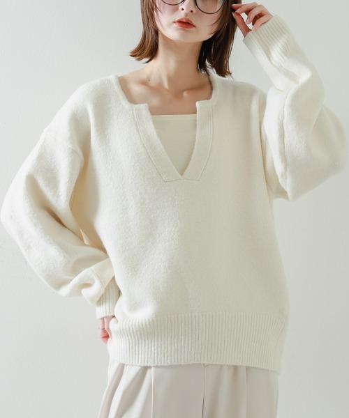 セール】キーネックコクーンスリーブセーター（ニット/セーター
