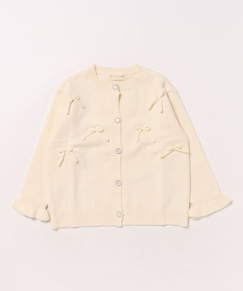 aimoha(アイモハ)の「【aimoha-KIDS-】キャンディースリーブリボンカーディガン(カーディガン/ボレロ・キッズ・ピンク/ブルー/オフホワイト・120/110/100/90/140/130)」の7枚目の写真