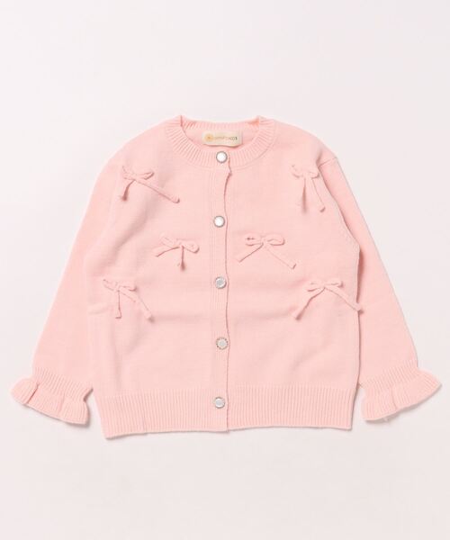 aimoha(アイモハ)の「【aimoha-KIDS-】キャンディースリーブリボンカーディガン(カーディガン/ボレロ・キッズ・ピンク/ブルー/オフホワイト・120/110/100/90/140/130)」の5枚目の写真