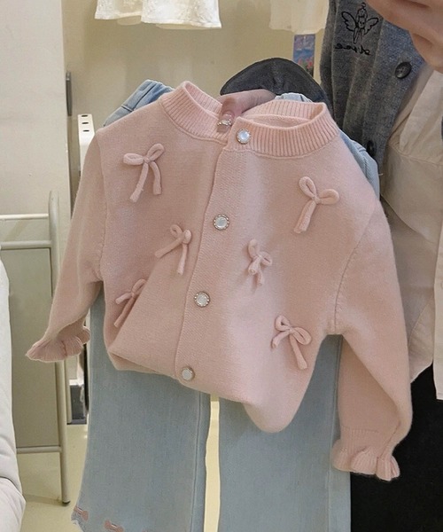 aimoha(アイモハ)の「【aimoha-KIDS-】キャンディースリーブリボンカーディガン(カーディガン/ボレロ・キッズ・ピンク/ブルー/オフホワイト・120/110/100/90/140/130)」の17枚目の写真