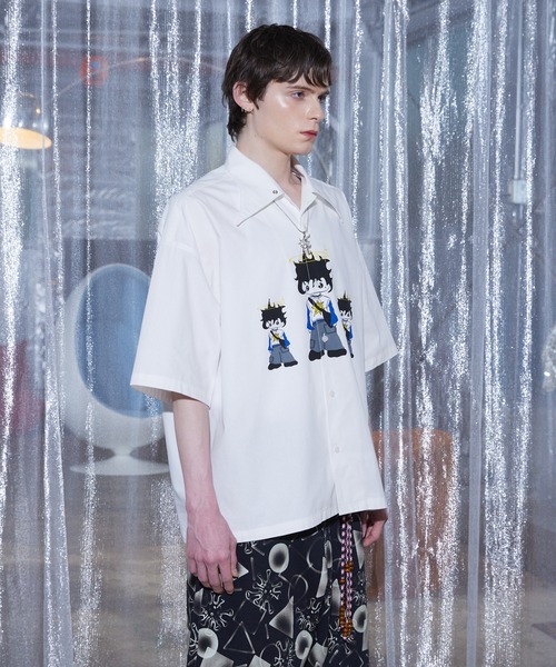 a2o（エーツーオー）の「【a2o】ラバープリントビッグ半袖シャツ（シャツ/ブラウス・メンズ・ホワイト/ブルー・M/L）」の4枚目の写真