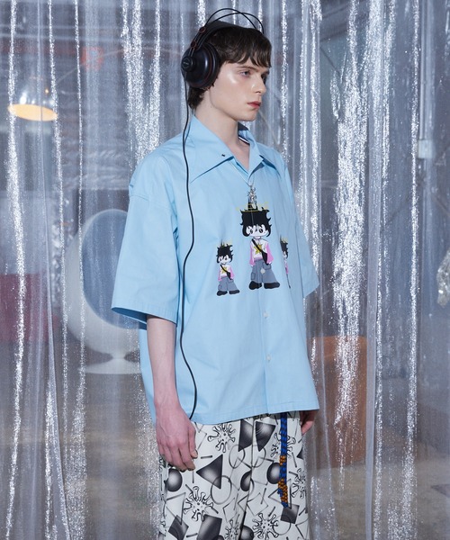 a2o（エーツーオー）の「【a2o】ラバープリントビッグ半袖シャツ（シャツ/ブラウス・メンズ・ホワイト/ブルー・M/L）」の14枚目の写真