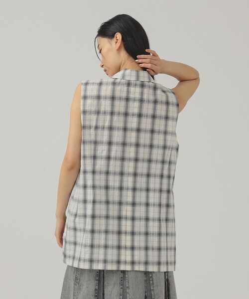 Ray BEAMS（レイビームス）の「チェック テーラード ジレ（ベスト・レディース・ブラック/オフホワイト・ONE SIZE）」の7枚目の写真