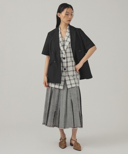 Ray BEAMS（レイビームス）の「チェック テーラード ジレ（ベスト・レディース・ブラック/オフホワイト・ONE SIZE）」の9枚目の写真