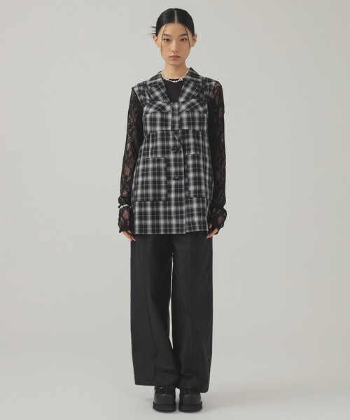 Ray BEAMS（レイビームス）の「チェック テーラード ジレ（ベスト・レディース・ブラック/オフホワイト・ONE SIZE）」の13枚目の写真