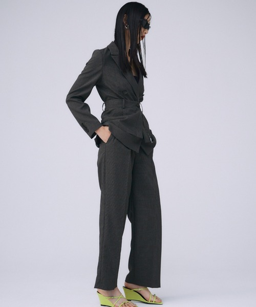 JOSE MOON(ジョゼムーン)の「INTERPOSE STRAIGHT PANTS/インターポーズストレートパンツ(スラックス・レディース・グレー/チャコールグレー・36/38)」の4枚目の写真