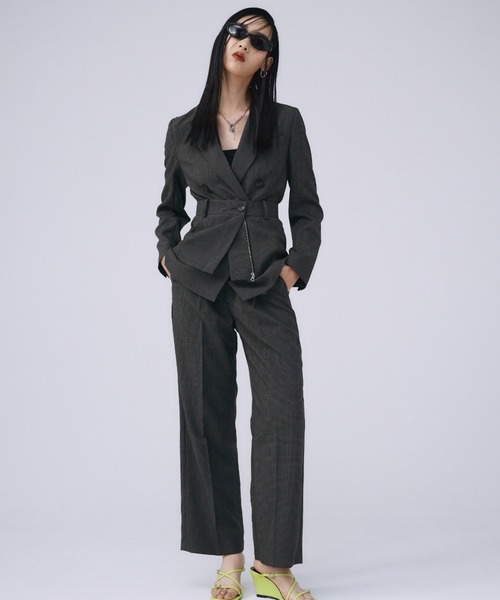 JOSE MOON(ジョゼムーン)の「INTERPOSE STRAIGHT PANTS/インターポーズストレートパンツ(スラックス・レディース・グレー/チャコールグレー・36/38)」の3枚目の写真