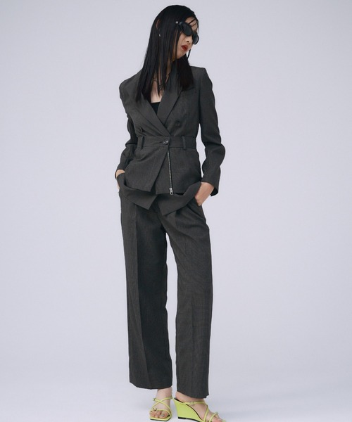 JOSE MOON(ジョゼムーン)の「INTERPOSE STRAIGHT PANTS/インターポーズストレートパンツ(スラックス・レディース・グレー/チャコールグレー・36/38)」の6枚目の写真