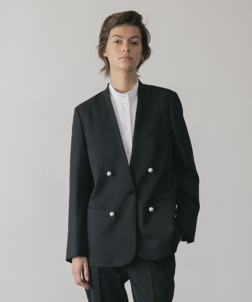 CINOH(チノ)の「BLACK FORMAL ノーカラージャケット(ノーカラージャケット・レディース・ネイビー系1/ネイビー系2/ブラック系その他/ブラック系その他2・36/40/38/38L)」の8枚目の写真