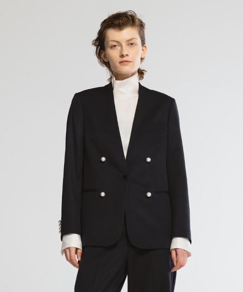 CINOH ノーカラージャケット (ブラック) BLACK FORMAL ノーカラージャケット（ノーカラージャケット