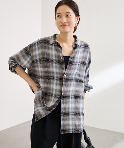 FRAMeWORK TOWNCRAFT 60S ombre check シャツ TOWN CRAFT / 60S OMBRE CHECK LOOP COLLAR SS SHIRTS