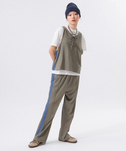 BEAMS BOY（ビームスボーイ）の「レース アップ タンクトップ（タンクトップ・レディース・ネイビー/グレー・ONE SIZE）」の4枚目の写真