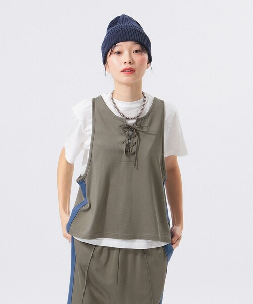 BEAMS BOY（ビームスボーイ）の「レース アップ タンクトップ（タンクトップ・レディース・ネイビー/グレー・ONE SIZE）」の5枚目の写真