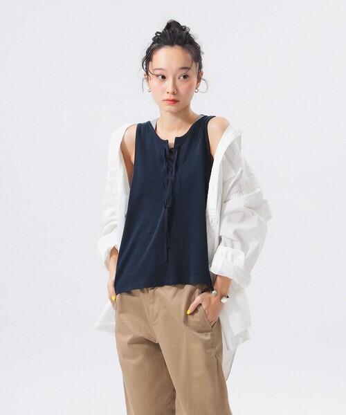 BEAMS BOY（ビームスボーイ）の「レース アップ タンクトップ（タンクトップ・レディース・ネイビー/グレー・ONE SIZE）」の17枚目の写真