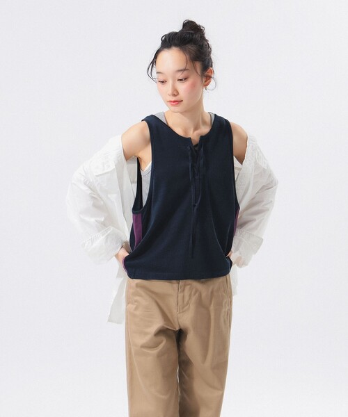 BEAMS BOY（ビームスボーイ）の「レース アップ タンクトップ（タンクトップ・レディース・ネイビー/グレー・ONE SIZE）」の19枚目の写真