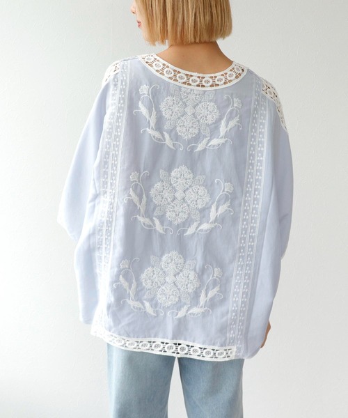 blumarine ブルマリン　パール　刺繍　トップス レース刺繍トップス レディース トップス ブラウス 7分袖 半袖