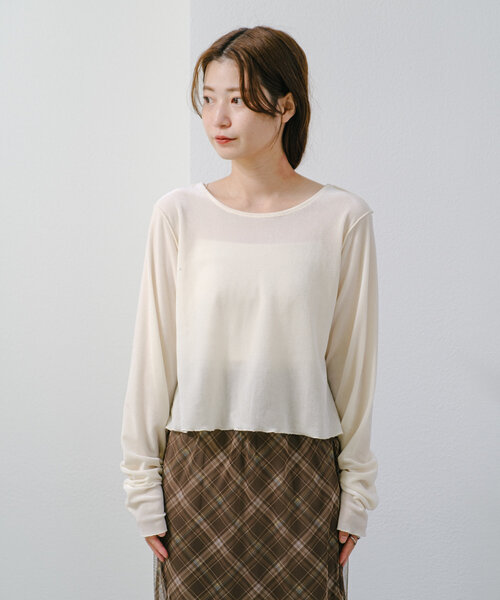 Kastane（カスタネ）の「【初夏まで着れる】BACK開きチュールTEE（Tシャツ/カットソー・レディース・アイボリー/ピンク/カーキ/ブルー・FREE）」の11枚目の写真